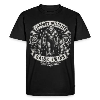 Support Wildlife: Raise Twins - Men's Premium Organic T-Shirt - black - Front - Nico (187cm)
