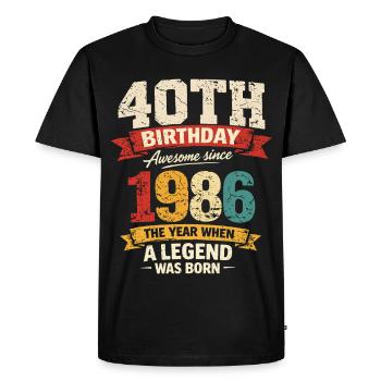 40 Years Anniversary Legend 1986 - Vintage - Men's Premium Organic T-Shirt - black - Front - Nico (187cm)