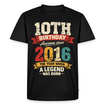 10 Year Anniversary Legend 2016 - Vintage - Men's Premium Organic T-Shirt - black - Front - Nico (187cm)