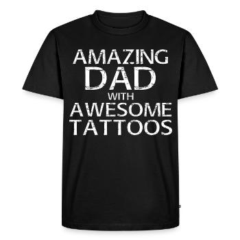 Inked And Awesome Tattooed Dad Funny Father Gift - Men's Premium Organic T-Shirt - black - Front - Nico (187cm)