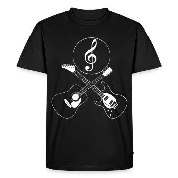 Guitares croisées et clé de sol - T-shirt Premium bio Homme - noir - Devant - Nico (187cm)