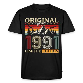 35th Birthday Gift Original May 1991 - Men's Premium Organic T-Shirt - black - Front - Nico (187cm)
