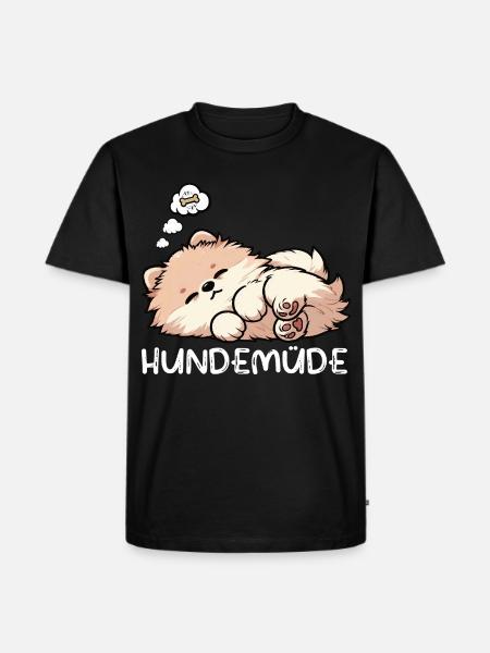 Hundemüde Zwergspitz Zwergspitze Spitzhund Spitz - Männer Premium Bio T-Shirt - Schwarz