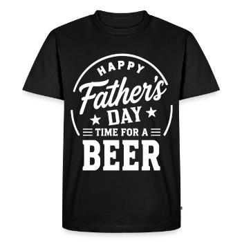 HAPPY FATHERS DAY TIME FOR A BEER Papa Emblem - Men's Premium Organic T-Shirt - black - Front - Nico (187cm)