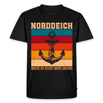 NORDDEICH OÙ MON CŒUR EST ANCRÉ Drôle - T-shirt Premium bio Homme - noir - Devant - Nico (187cm)