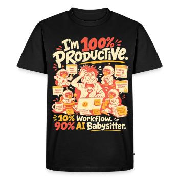 AI Babysitter Productive Chaos - Men's Premium Organic T-Shirt - black - Front - Nico (187cm)
