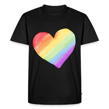 Cœur aquarelle arc-en-ciel - T-shirt Premium bio Homme - noir - Devant - Nico (187cm)