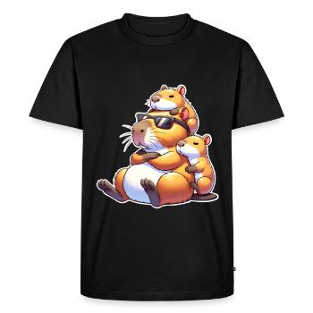 Capybara papa - T-shirt Premium bio Homme - noir - Devant - Nico (187cm)