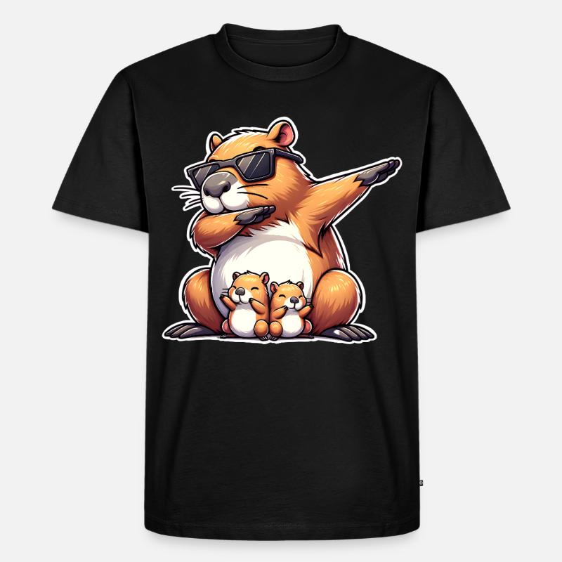 Capybara Papa - Männer Premium Bio T-Shirt - Schwarz