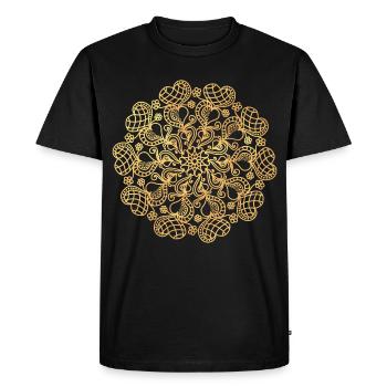 Mandala made of hearts - gold - Men's Premium Organic T-Shirt - black - Front - Nico (187cm)