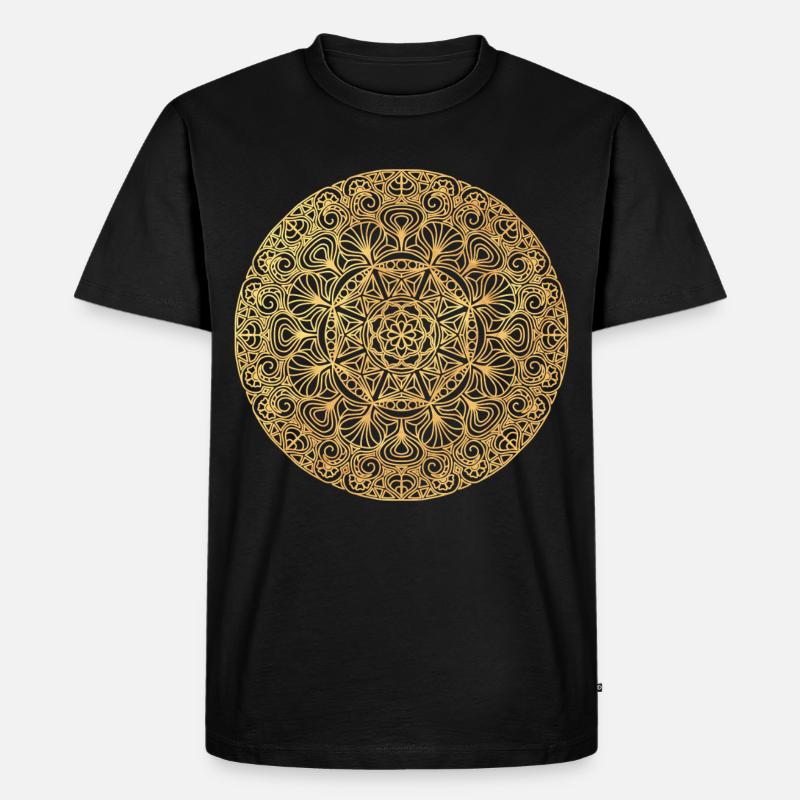 Jugendstil  Mandala - gold - Männer Premium Bio T-Shirt - Schwarz