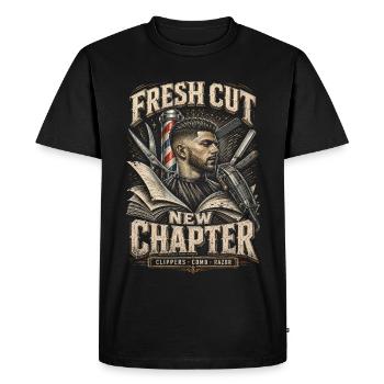 Barber Barbier Fresh Cut Nouveau Chapitre - T-shirt Premium bio Homme - noir - Devant - Nico (187cm)