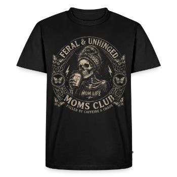 Moms Club Feral & Unhinged - Humor Mom Skull - Men's Premium Organic T-Shirt - black - Front - Nico (187cm)