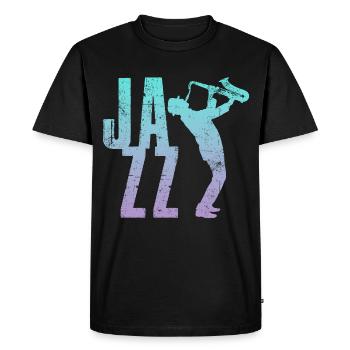 Jazz Saxo - Men's Premium Organic T-Shirt - black - Front - Nico (187cm)