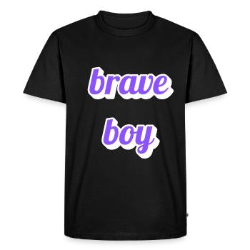 Brave Boy Lettering - Men's Premium Organic T-Shirt - black - Front - Nico (187cm)