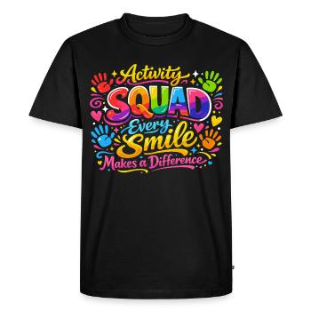 Animation team: Every smile counts - Men's Premium Organic T-Shirt - black - Front - Nico (187cm)