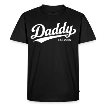 Daddy's 2026 Daddy-to-be New Father Gift - Men's Premium Organic T-Shirt - black - Front - Nico (187cm)