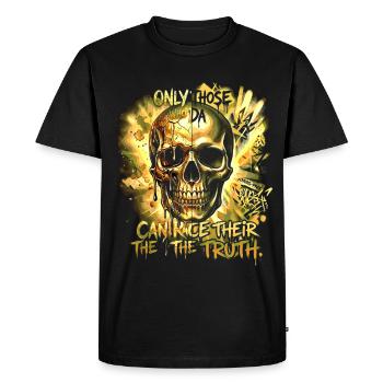 Art de rue Skull Graffiti Art Crâne Or - T-shirt Premium bio Homme - noir - Devant - Nico (187cm)