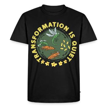 Dragonfly Dragonfly Transformation Is Quiet - Men's Premium Organic T-Shirt - black - Front - Nico (187cm)