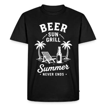 BEER SUN GRILL SUMMER NEVER ENDS Holiday - Men's Premium Organic T-Shirt - black - Front - Nico (187cm)