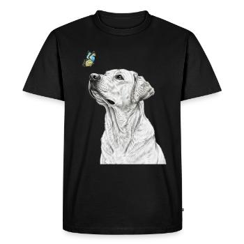 Labrador with butterfly banksy style - Men's Premium Organic T-Shirt - black - Front - Nico (187cm)