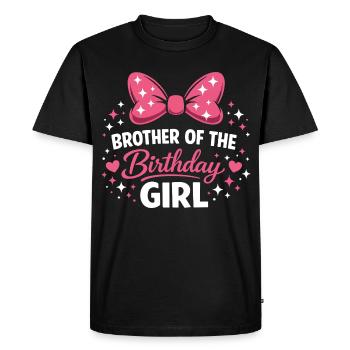 Girl's Birthday Design - Magic Pink Bow and E - Men's Premium Organic T-Shirt - black - Front - Nico (187cm)