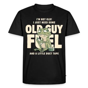 Old Guy Fuel Frog Meme Tee - Men's Premium Organic T-Shirt - black - Front - Nico (187cm)