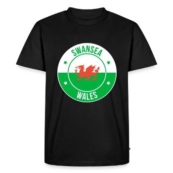 Swansea Wales Dragon Emblem - Men's Premium Organic T-Shirt - black - Front - Nico (187cm)