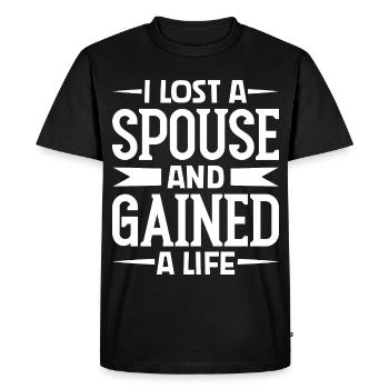 Conjoint perdu - Vie gagnée - T-shirt Premium bio Homme - noir - Devant - Nico (187cm)