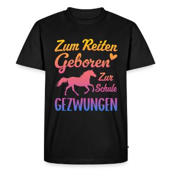 Né pour monter Forcé d’aller à l’école Chevaux - T-shirt Premium bio Homme - noir - Devant - Nico (187cm)
