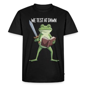 Épée et Livre de la Grenouille de Test de l’Aube - T-shirt Premium bio Homme - noir - Devant - Nico (187cm)
