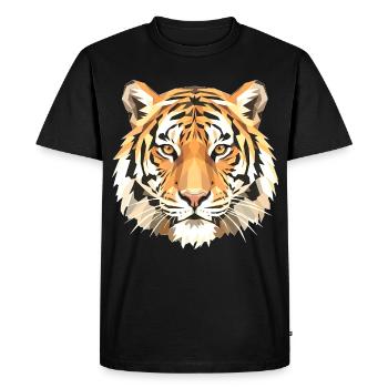 Estampe géométrique de tête de tigre - T-shirt Premium bio Homme - noir - Devant - Nico (187cm)