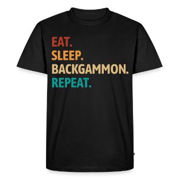 Eat Sleep Backgammon Repeat | Board Game - Men's Premium Organic T-Shirt - black - Front - Nico (187cm)