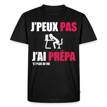 J'peux pas j'ai prépa - T-shirt Premium bio Homme - noir - Devant - Nico (187cm)