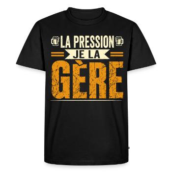 La pression je la gère - T-shirt Premium bio Homme - noir - Devant - Nico (187cm)