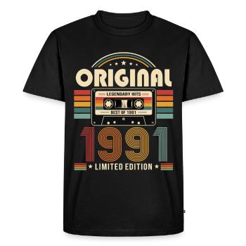 Cassette Gift Man pour le 35e anniversaire Best of 1991 - T-shirt Premium bio Homme - noir - Devant - Nico (187cm)
