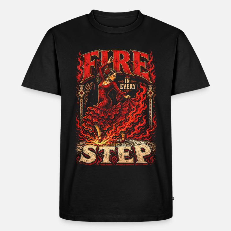 Flamenco Fire In Every Step - Männer Premium Bio T-Shirt - Schwarz