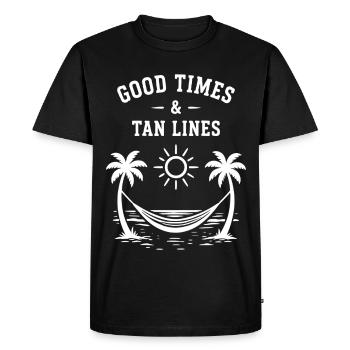 Good Times and Tan Lines Beach Vacation Summer - Men's Premium Organic T-Shirt - black - Front - Nico (187cm)