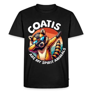 Drôles de dictons Coati - T-shirt Premium bio Homme - noir - Devant - Nico (187cm)