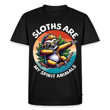 Funny Sloth Sayings - Men's Premium Organic T-Shirt - black - Front - Nico (187cm)