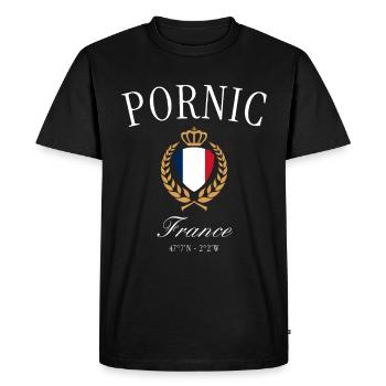 Couronne des armoiries de Pornic France – Souvenir de voyage - T-shirt Premium bio Homme - noir - Devant - Nico (187cm)