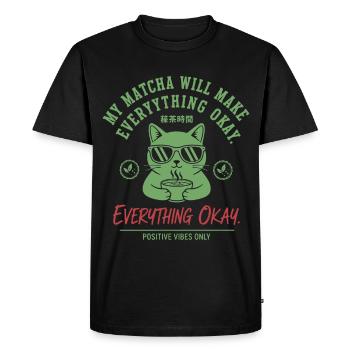 My Matcha Will Make Everything Okay Positive Vibes - Men's Premium Organic T-Shirt - black - Front - Nico (187cm)