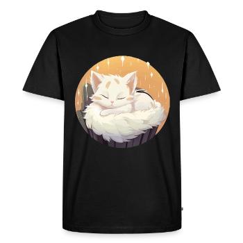 Sleeping cat in a circle - Men's Premium Organic T-Shirt - black - Front - Nico (187cm)