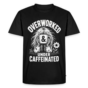 Le café surchargé sous une chemise caféinée - T-shirt Premium bio Homme - noir - Devant - Nico (187cm)
