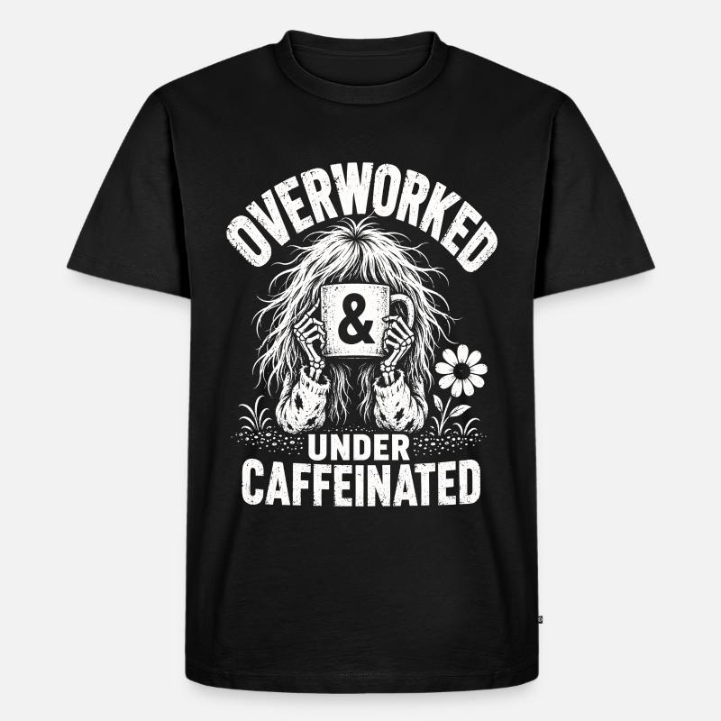 Kaffee Overworked Under Caffeinated Shirt - Männer Premium Bio T-Shirt - Schwarz