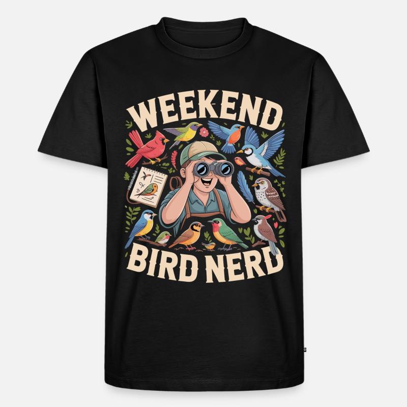 Weekend Bird Nerd Vogelbeobachter - Männer Premium Bio T-Shirt - Schwarz
