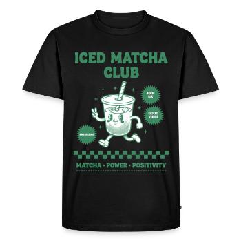 Iced Matcha Club Matcha Power Positivity Funny - Men's Premium Organic T-Shirt - black - Front - Nico (187cm)