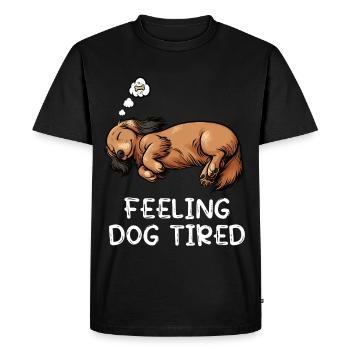 Se sentir fatigué par chien Teckel - T-shirt Premium bio Homme - noir - Devant - Nico (187cm)