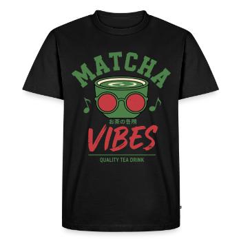 Matcha Vibes Quality Tea Drink Green Matcha Latte - Men's Premium Organic T-Shirt - black - Front - Nico (187cm)