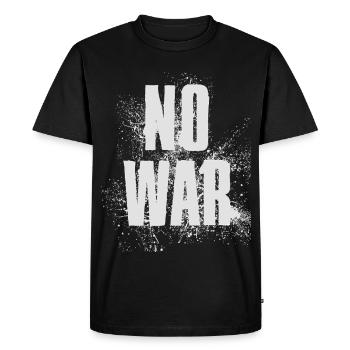 PAS DE GUERRE – Déclaration pour la paix contre la guerre - T-shirt Premium bio Homme - noir - Devant - Nico (187cm)